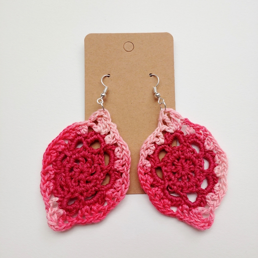 Light Pink Ombré in "Lemon"  Crochet Earrings